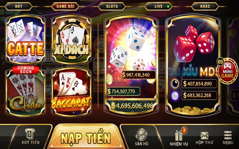 Giao diện sảnh game Casino cực hiện đại, thân thiện