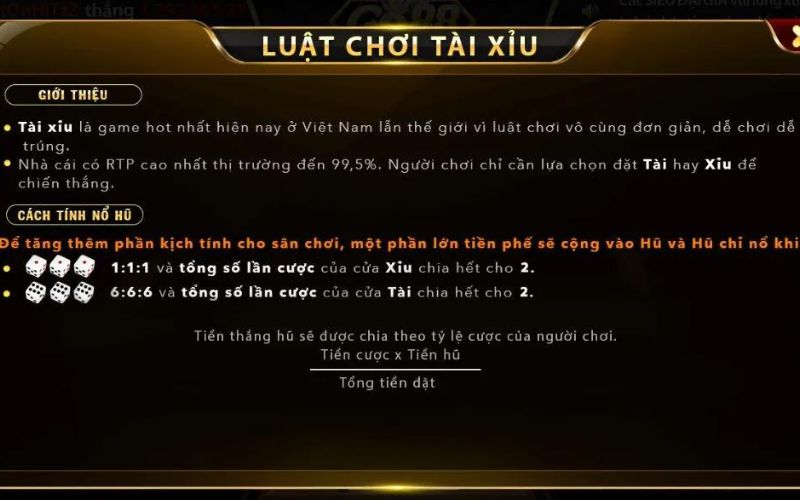 Chơi tài xỉu Go88 với luật vô cùng đơn giản